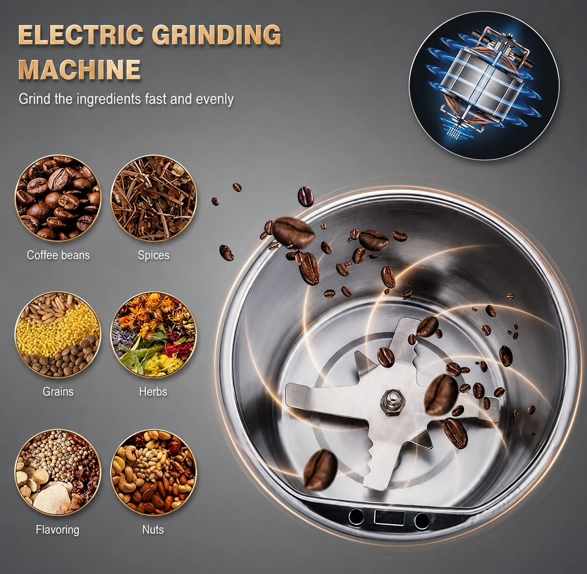 Sollvique mini electric coffee grinder