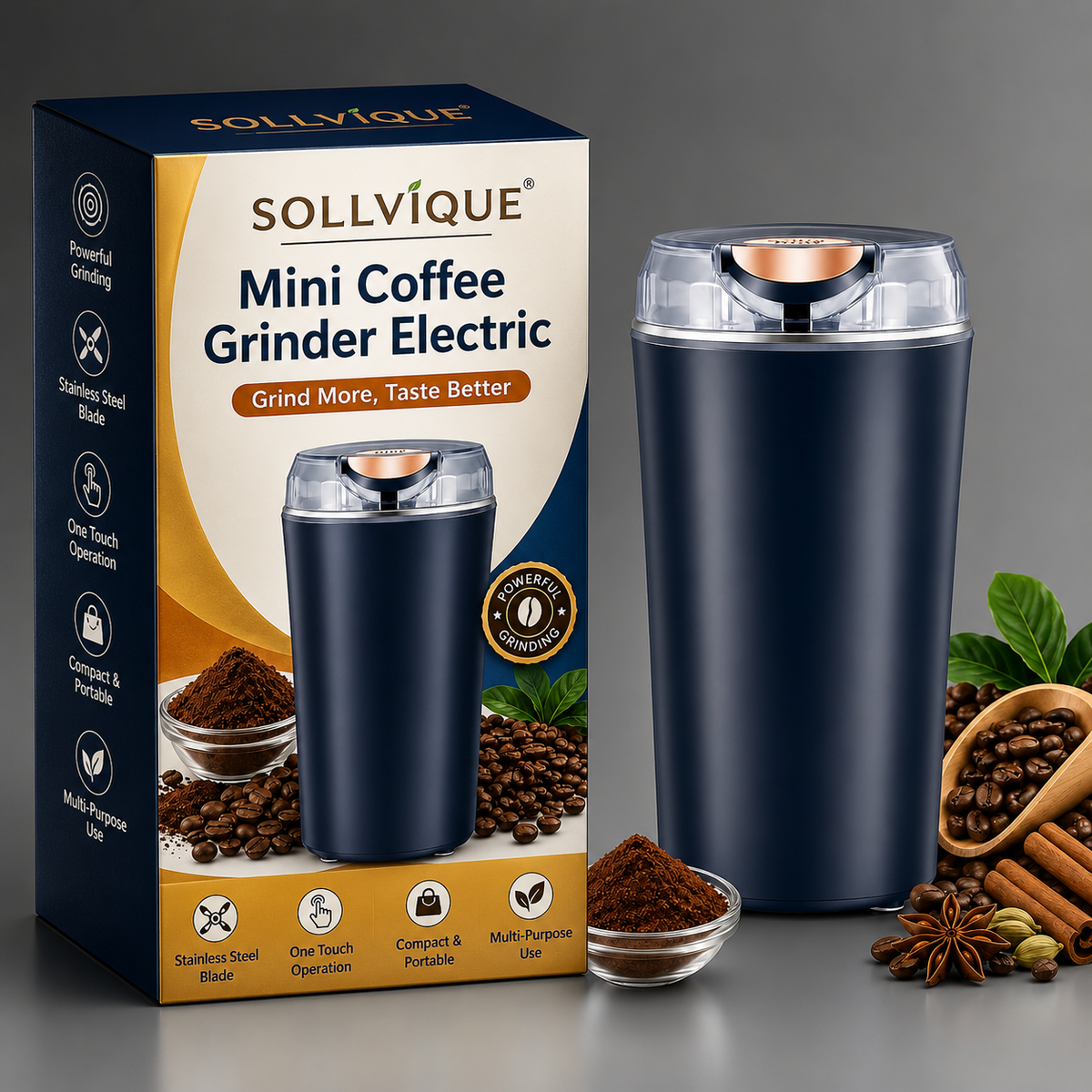 Sollvique mini electric coffee grinder