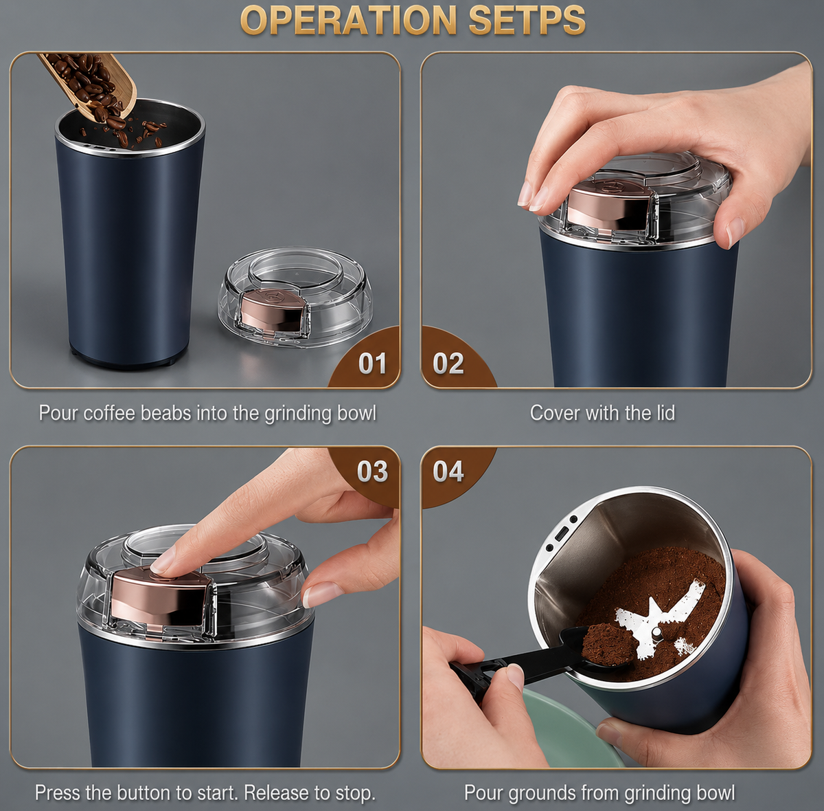 Sollvique mini electric coffee grinder